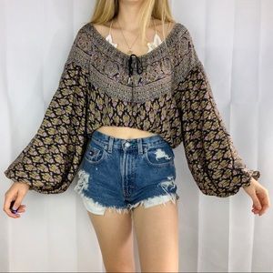 Free People balloon sleeve patterned oversized